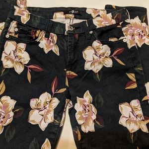 7 for all mankind- black flowers patterned jeans